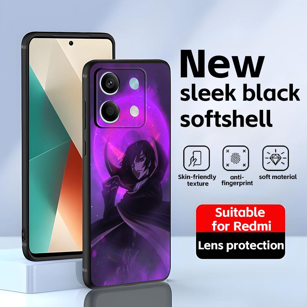 Крутой чехол для телефона с аниме Code Geass для Redmi Note 14 13 12 11 Pro Plus S 5G 14C A3 Мягкая черная крышка для телефона