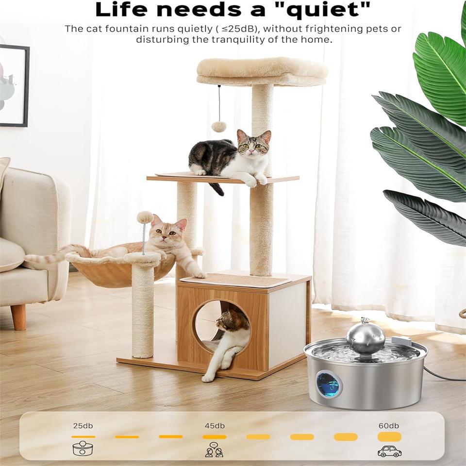 3.2L Stainless Steel Pet Water dispenser-USB Interface