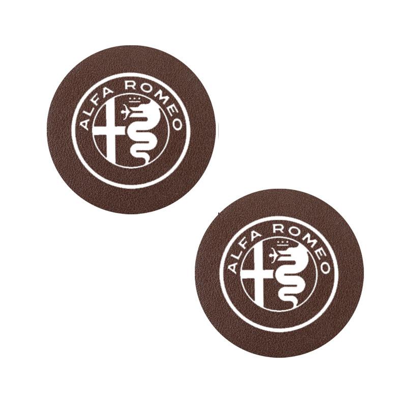ZHA3 2Pcs Car Waterproof Coaster Non Slip Water Cup Pad Mat For Alfa Romeo 156 159 147 8C 166 Giulia Giulietta Mito Stelvio Spider GT