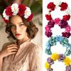 Vintage Artificial Flower Crown Romantic Bohemian Hair Accessories Colorful Floral Headband  Women