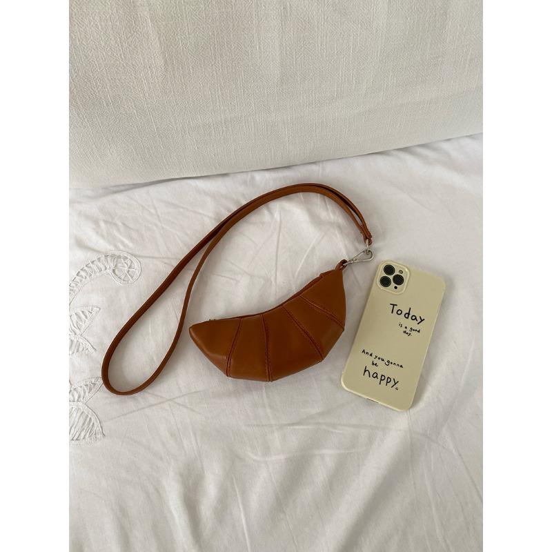 Кошелек для монет, милый дизайн круассана, ниша, мини-вогнутый кроссбоди, помада, наушники, маленькая сумка