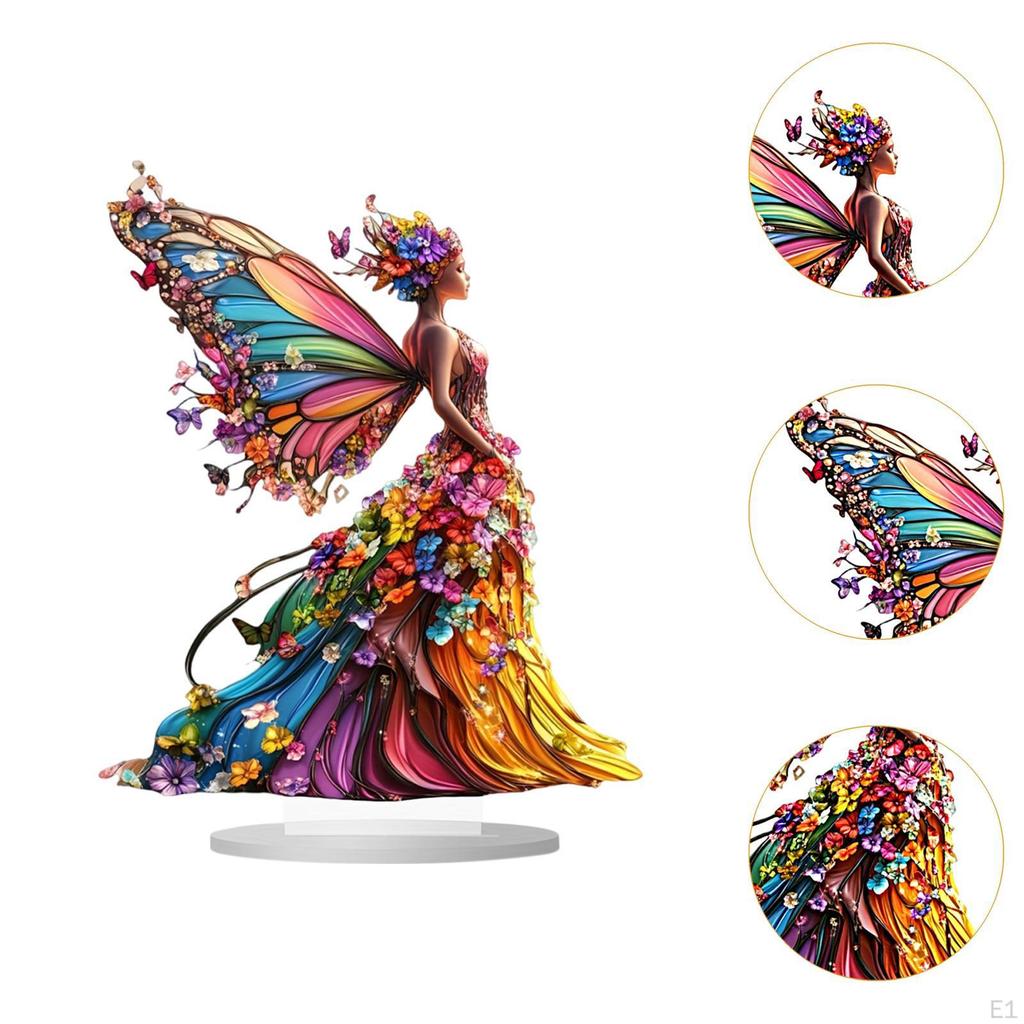 Акриловая бабочка фея орнамент 2D плоский знак идеальный подарок красочные принадлежности для вечеринки с основанием для дома
