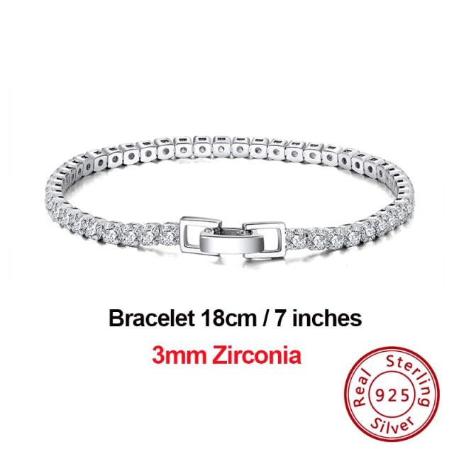 4mm Round Cut Tennis Bracelet In 925 Sterling Silver White Gold Woman Men Bracelets Bangle Jewelry Hand Chain Sb94