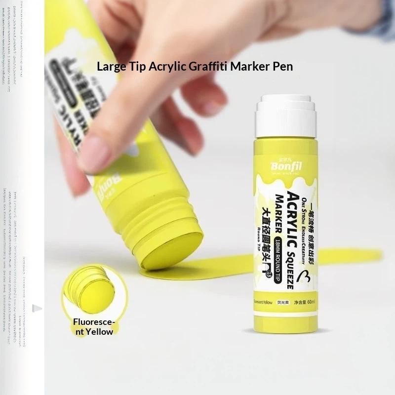 1Pcs 3Cm Jumbo Felt Tip Acrylic Paint Markers Graffiti Jumbo Colored Markers For Rock Painting Stone Ceramic Glass Wood Canvas