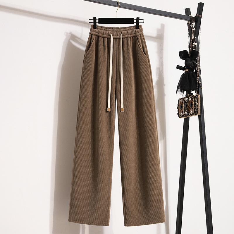 Широкие брюки женские осенние повседневные прямые брюки из шенилла женские брюки с драпировкой длинные и тонкие длинные брюки