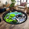Alien and Astronaut Friendship Print Round Rug, Living Room, Bedroom, Playroom Carpet, Non Slip Floor Mat, Gift