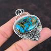 Медь Подвеска из хризоколлы Стерлингового серебра 925 пробы Подвеска из натурального драгоценного камня Ювелирные изделия ручной работы Цветочная подвеска Подарок для женщин Ювелирные изделия из целебного камня