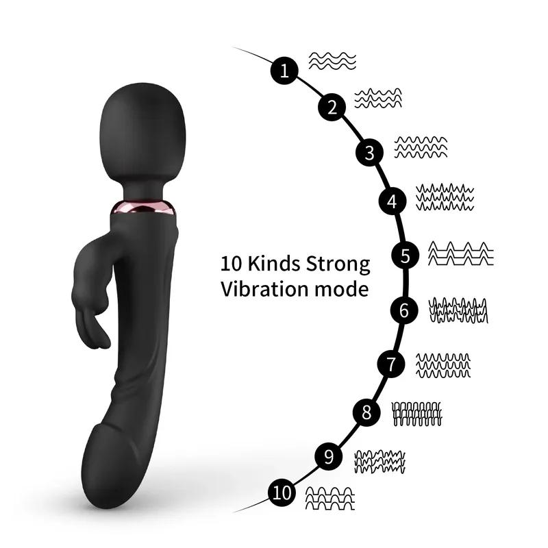 Двойной мощный вибратор-палочка для женщин, 30-скоростной стимулятор клитора точки G, массажер для влагалища, секс-игрушки для взрослых женщин