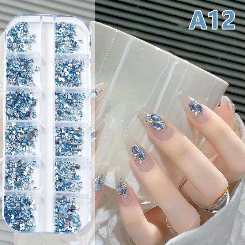 12 Grid Mini Nail Flat Back Beautify Nails Diy Decorative 3D Manicure Nail Art Decorations For Girls