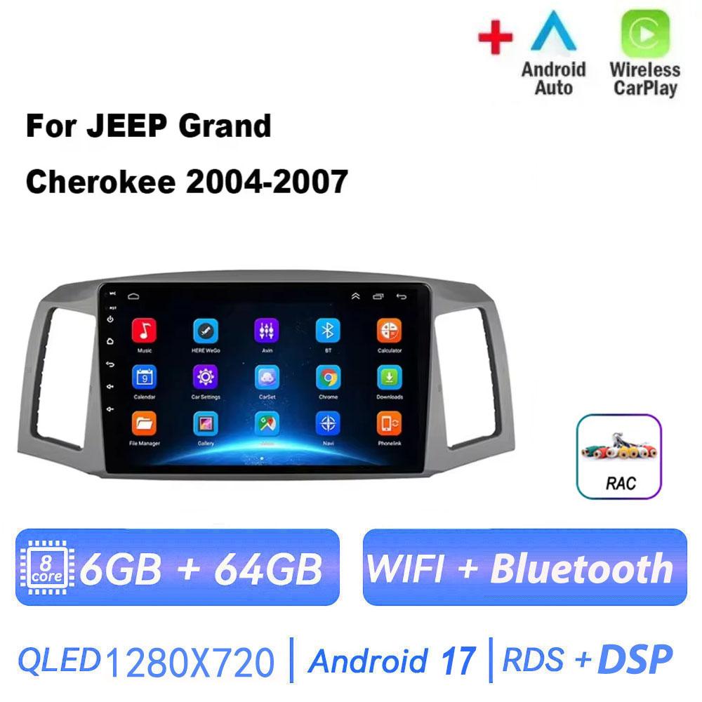 Android 17 pour JEEP Grand Cherokee WK 2004 2005 2006 2007 Carplay Auto Multimédia Autoradio Navigation Lecteur Vidéo WIFI 4G DSP