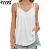 Women's Fashion Casual Summer Spring Solid Color Print Sleeveless V-Neck Blouses & Shirts
