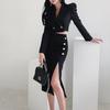 2023 New Two-piece Temperament Slim Short Suit Small Jacket Waist Opening Package Hip Skirt Suit
