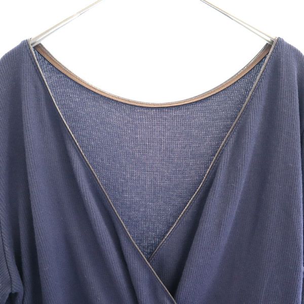 Неиспользованное THURIUM Длинный рукав Танцевальное платье с защипами и оборками 38 Темно-синий Женское Б/У