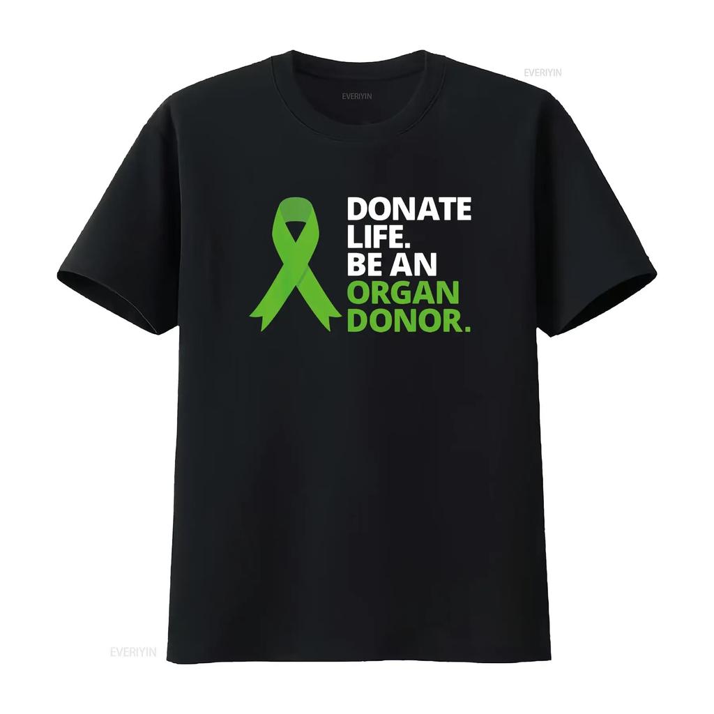 Женская футболка Donate Life Будь донором органов Зеленая лента осведомленности Черная Средняя винтажная стильная топ для повседневной носки