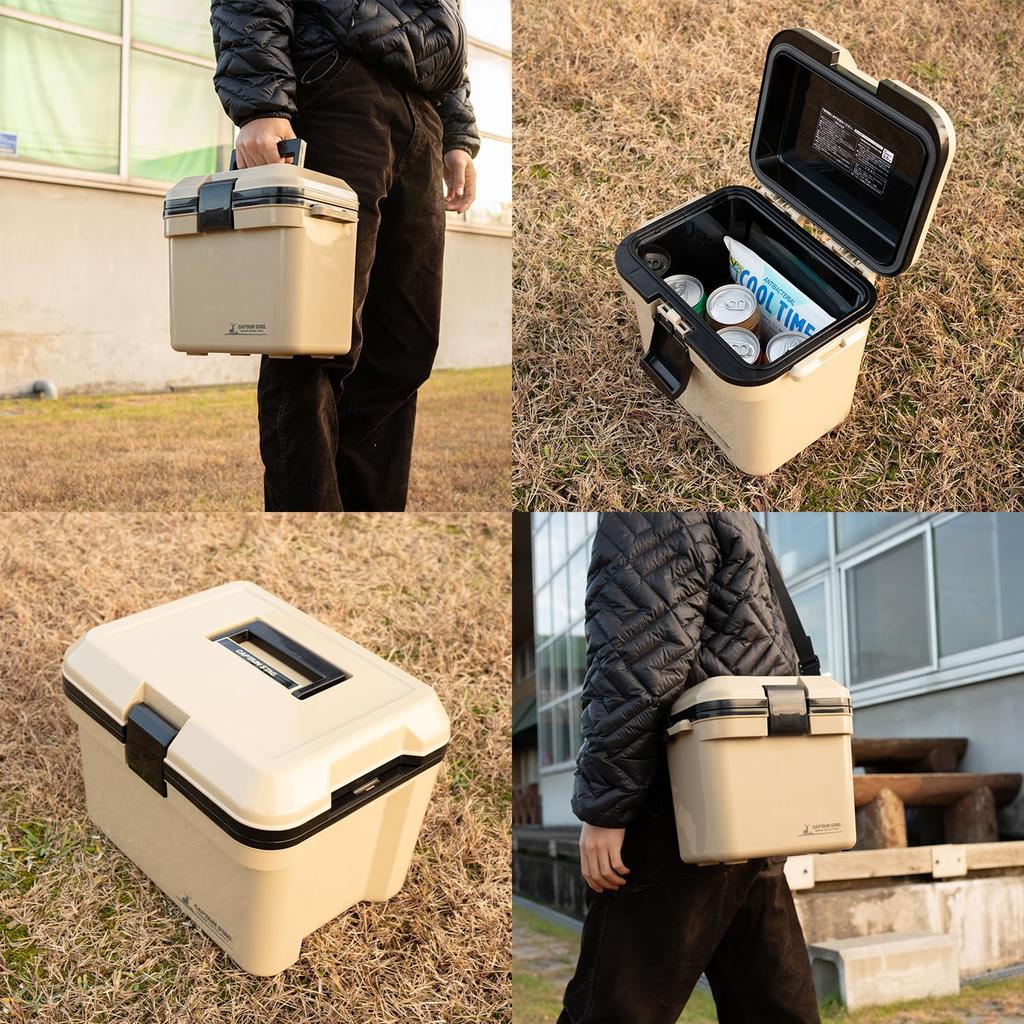 Captain Stag CS Charmant Cooler 7 л с плечевым ремнем Сделано в Японии UE-86 Ящик, Вместимость, Ремень, Бежевый,