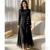 Private Fashion Black Mesh Spliced Midi Skirt With High Waist For Women