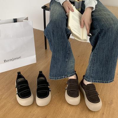 Shou Valley 2025 Супер Огонь Липучка Большая Голова Хлебные Туфли Женские Платформа Осень Майяр Винтаж Повседневные Туфли Маффины Прилив