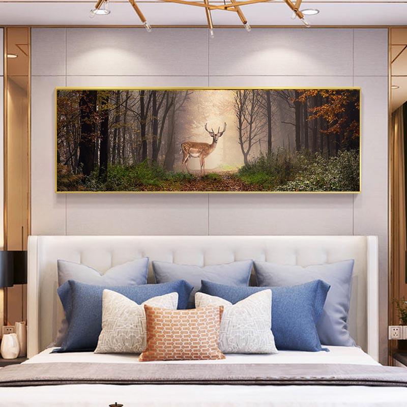 Олень в лесу постеры и принты закат пейзаж настенное искусство животные холст картины фотографии гостиная домашний декор без рамки