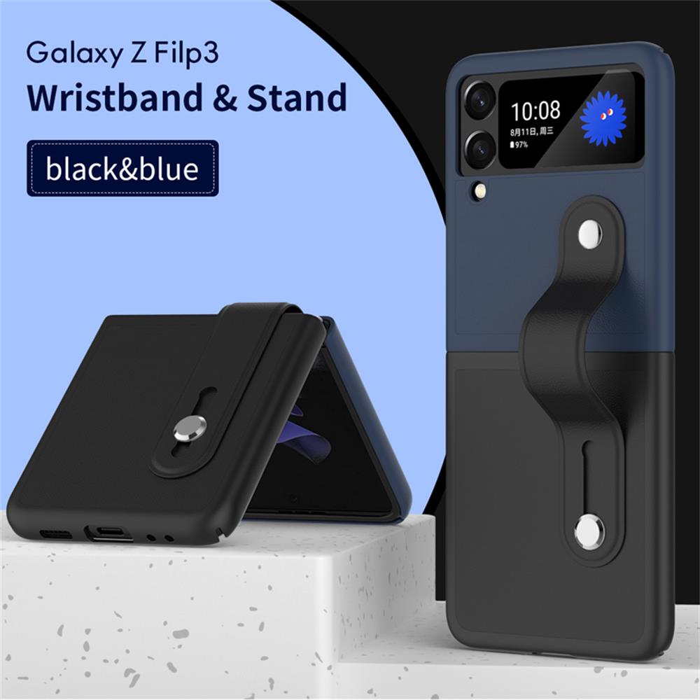 Чехол для Samsung Galaxy Z Flip 3 4, роскошный кожаный выдвижной ремешок на запястье, складной противоударный чехол для Samsung Zflip4 Flip3, чехол