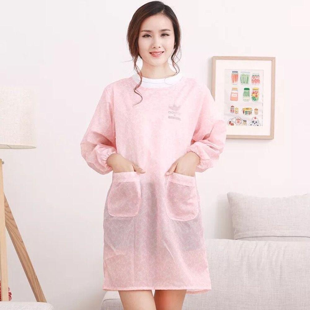 Oil Resistant Waterproof Apron Lightweight Kitchen Long-Sleeved Smock Daily Cleaning,