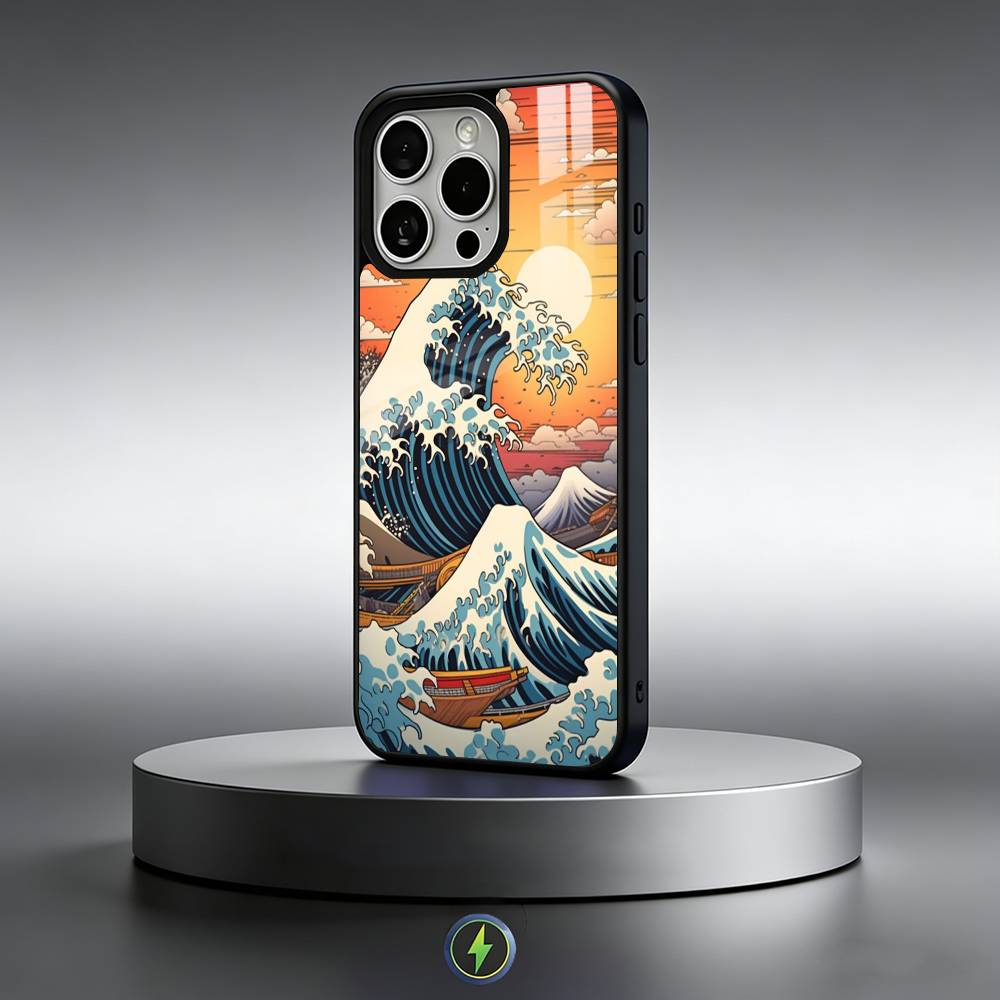 Японская Укиё-э Морские Волны Чехол для Телефона Для iPhone17,16,15,14,13,12,11 Plus,Pro Max Магнитный Для Magsafe Беспроводная Зарядка