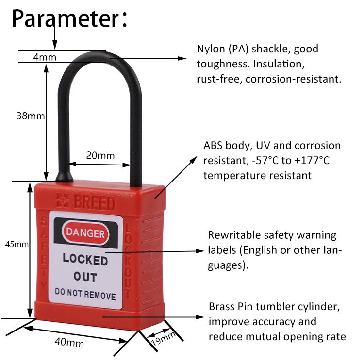 Insulated Nylon Padlock & Lockout Devices Lockout Tagout Loto Lock with Master Key G71NE