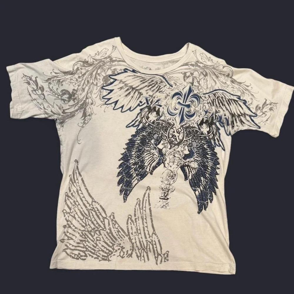 Мужская футболка с коротким рукавом в стиле ретро с крыльями ангела, Харадзюку, хай-стрит, американская мода, мужская, женская, летние топы