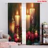 2pcs,2D Plane Printing Contemporary Curtains Christmas Candles Roses Ornaments (4) 100% Polyester (without Rod) Gifts for Living