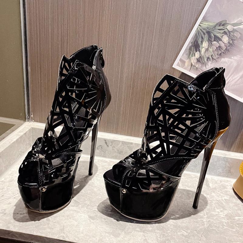 Liyke сексуальные туфли с открытым носком для вечеринки стриптизерша Pole Dance экстремальные высокие каблуки платформы сапоги для женщин модные молнии ажурные туфли для подиума