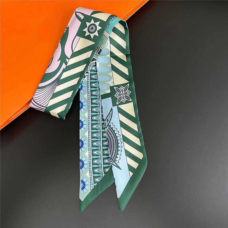 Luxary Brand Design Wave In Flowers Women Scarf Luxury Silk Scarf Fashion Hair Headband Foulard Skinny Bag Scarves Neckerchief