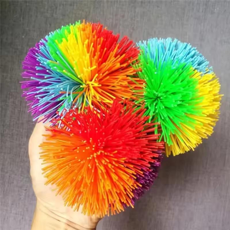 6/8/10cm Colorful Rubber Wire Jugging Ball Toy - Kids Anti-Stress Stretchy Ball Children's Novelty Funny Rubber Toy For Kids