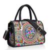 Women Floral Embroidered Canvas Handbag Vintage Ladies Casual Ethic Boho Shopping Zipper Shoulder Travel Bag