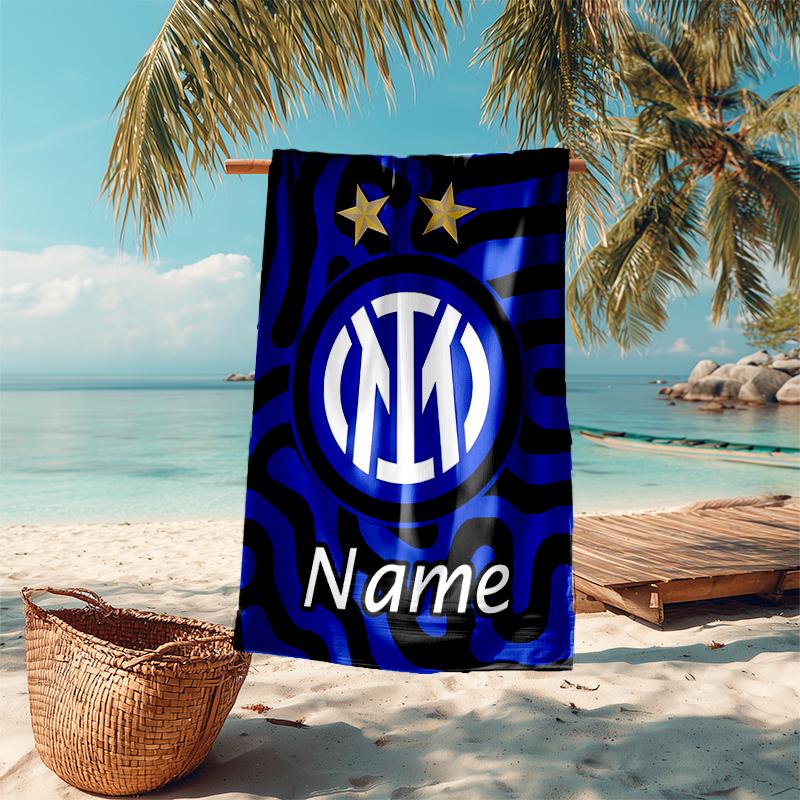 Personalized customized proof beach towel with Inter Milan pattern - soft, absorbent,quick-drying,perfect swimming,camping&bathing