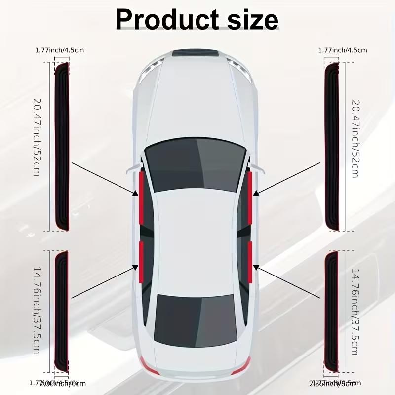 4PCS Universal Car Door Sill Protector Anti Scratch Rubber Strip Auto Step Edge Guard Scuff Plate Cover Black Sedan SUV Styling Interior Mirrors 6