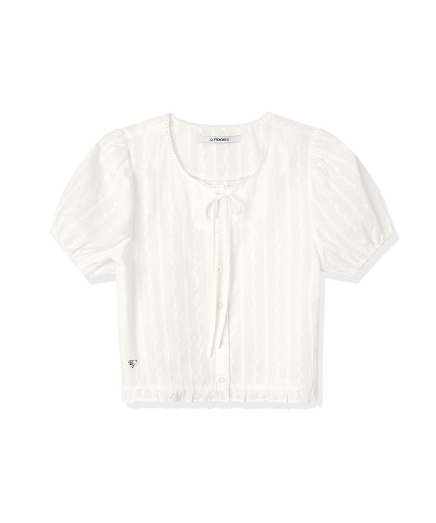 VIVACIOUS Melissa Punching Ribbon Blouse - 2Col