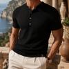 Мужская футболка-henley в рубчик из ледяного шелка с коротким рукавом, smart casual, стиль old money, на пуговицах, охлаждающий топ