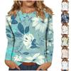 Женская модная повседневная блузка с круглым вырезом и длинными рукавами с принтом
