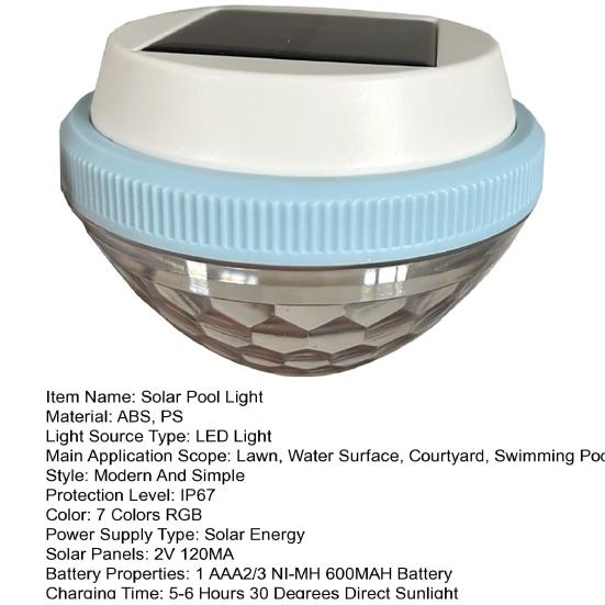 Солнечный светильник для бассейна, светодиодный плавающий светильник RGB, меняющий цвет, IP67, водонепроницаемый, окружающий