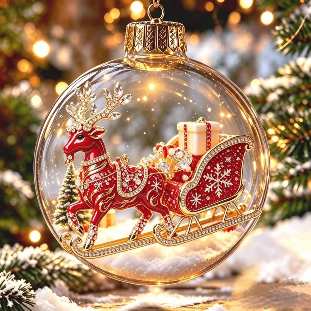 Transparent Christmas Bauble Ornament LED Lighted Hanging Christmas Decoration For Christmas Tree