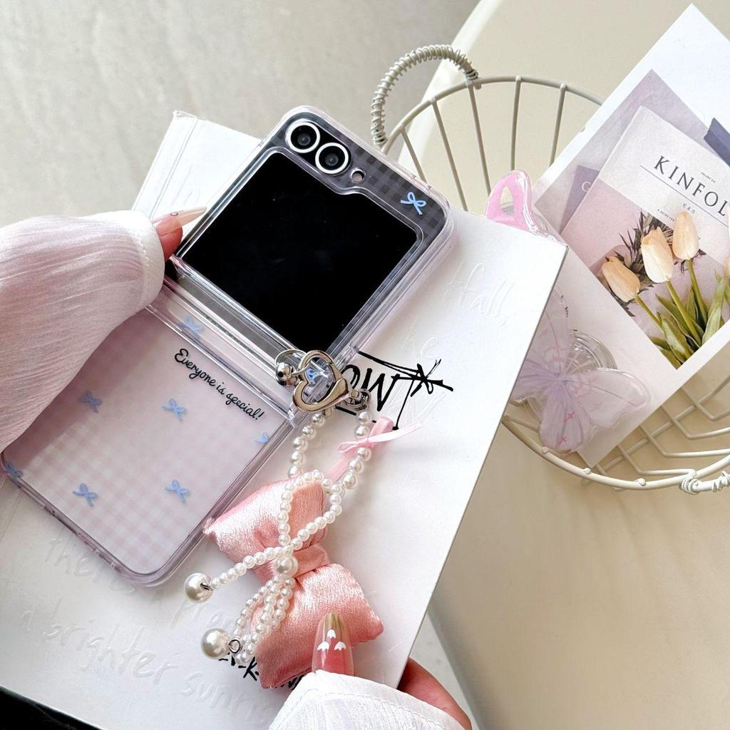Чехол-книжка с бантом в корейском стиле для Samsung Z Flip7/Z Flip6 - Ударопрочный, Креативный дизайн для женщин