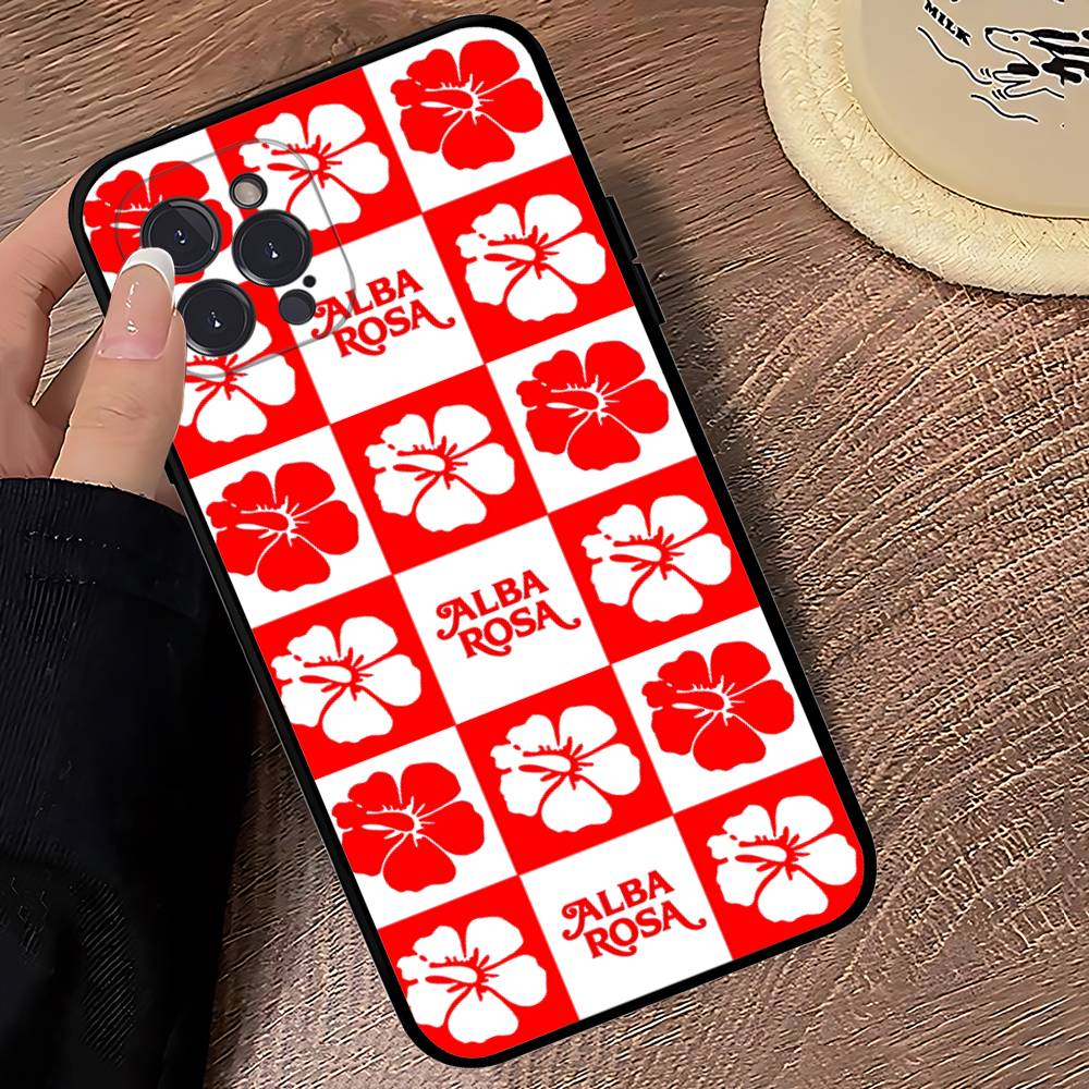 Модный Чехол Для Телефона A-ALBA R-ROSA Для IPhone 17 16 15 14 13 12 11 Pro Max Plus Mini Силиконовый Черный Чехол