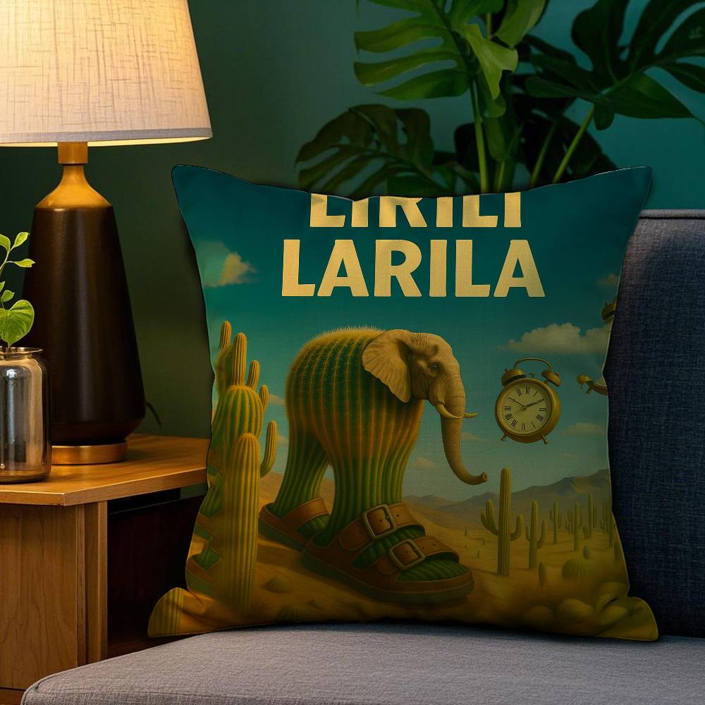 Italian Brain Rot Meme Tralalero Tralala Pillow Case Happy Atmosphere Short Plush Double-sided Printing Home Cushion Cover