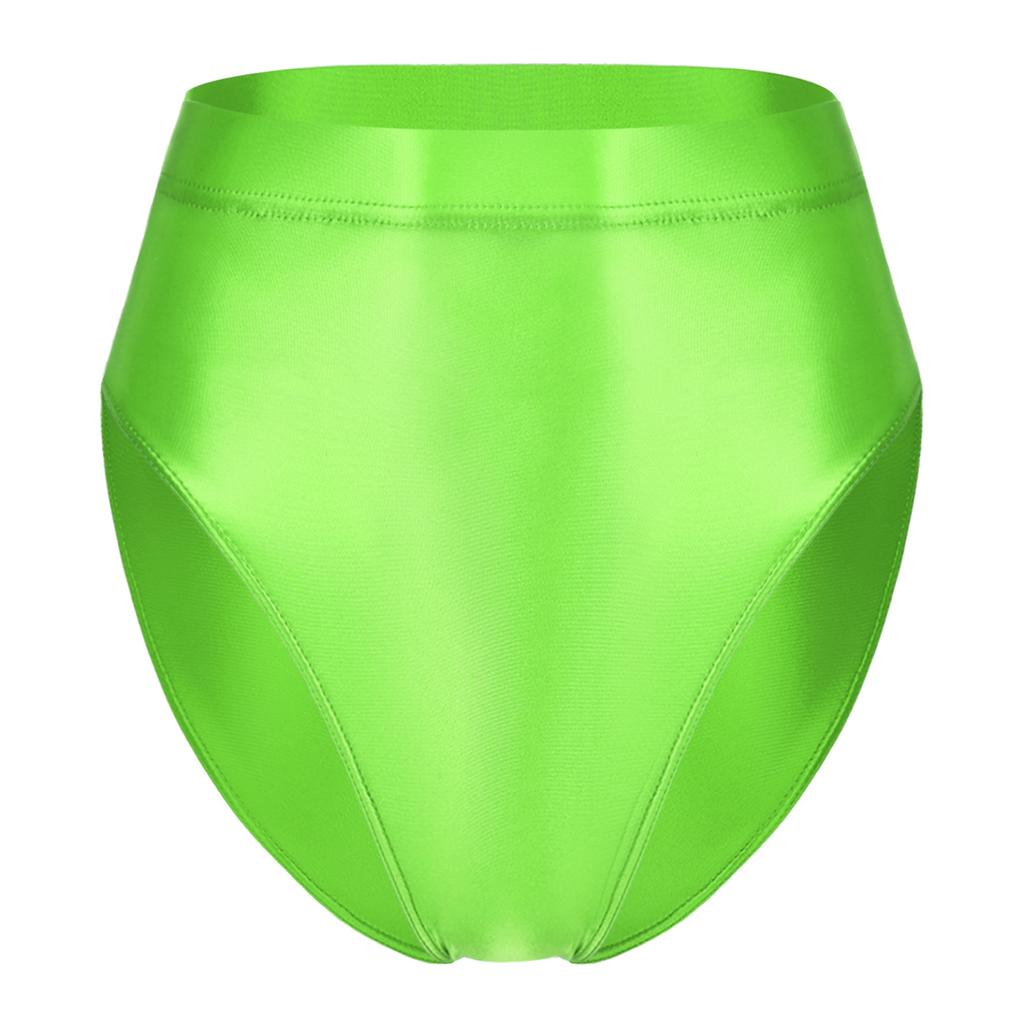 Womens Swimsuit Glossy Solid Color High Waist Briefs Underwear Swimsuit Bottom Beach Pool Party Sunbathing Swimwear