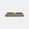 [Pre-Owned] Padlock Metal Lock Logo Chain Canvas And Leather Wallet Clutch Bag - Very Good #WFGM20