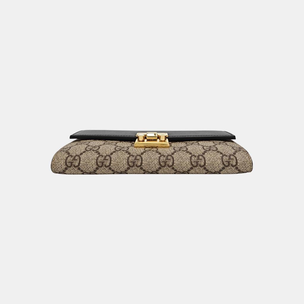 [Pre-Owned] Padlock Metal Lock Logo Chain Canvas And Leather Wallet Clutch Bag - Very Good #WFGM20