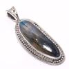 Натуральный камень Лабрадорит 925 пробы Цельное Стерлинговое Серебро Подарок Кулон 1,58" q0h05