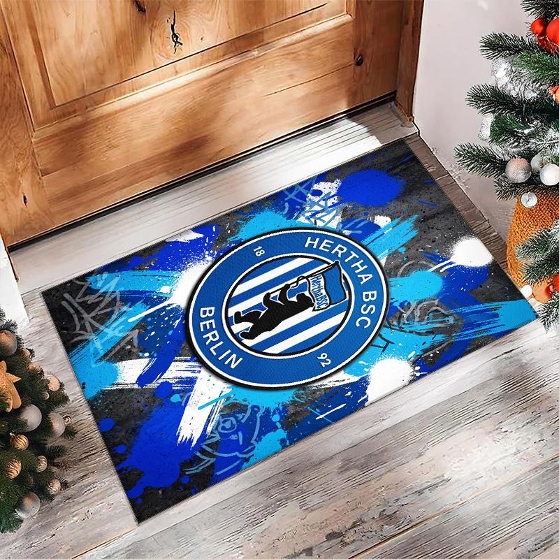 hertha bsc FC Soccer Football Pattern Soft Area Rug Non Slip Indoor Floor Carpet Sports Decor Mat for Bedroom