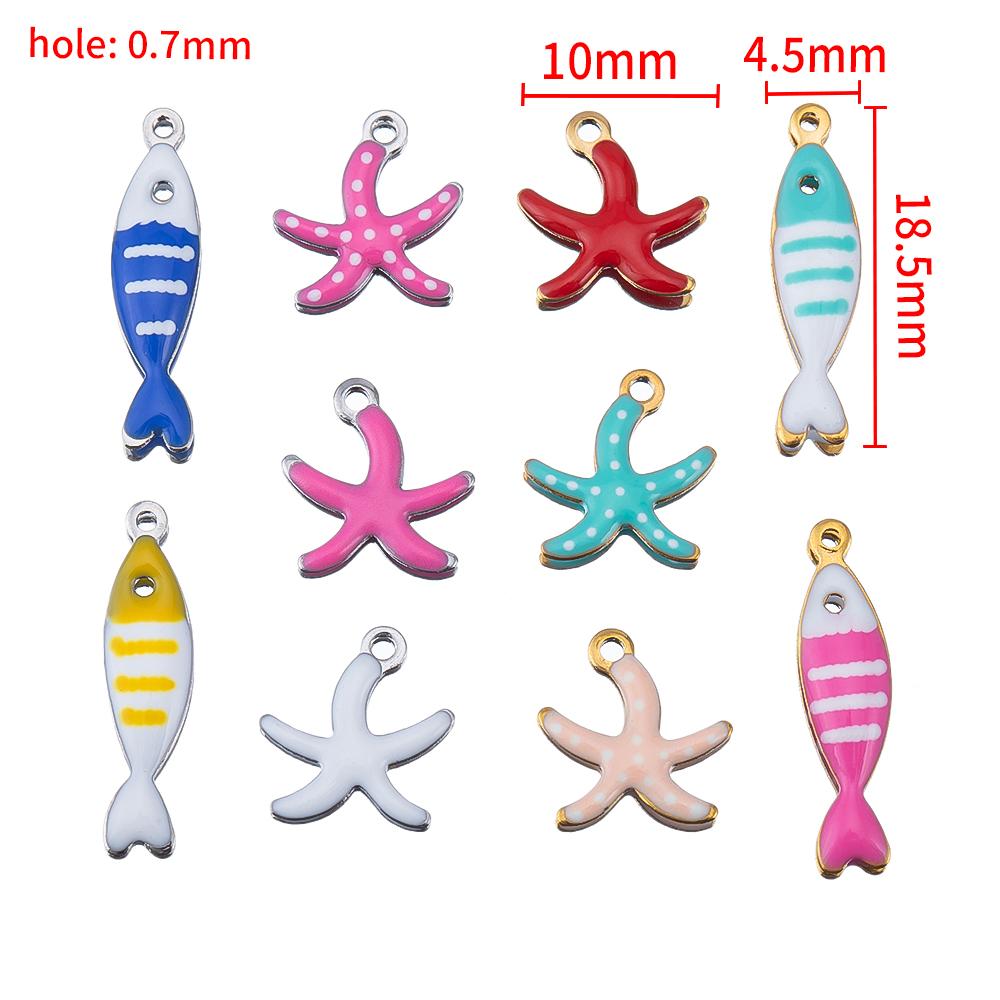 20pcs Stainless Steel Small Starfish Charms Fish Pendant Enamel DIY Jewelry Making Accessories Findings Ocean Necklace Earrings