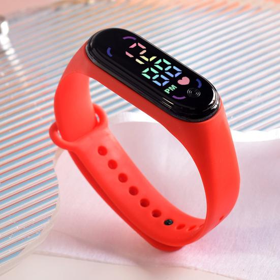 Студенческие детские электронные часы, модный водонепроницаемый спортивный браслет со светодиодным дисплеем, закругленный циферблат, регулируемый силиконовый ремешок, цифровые детские часы