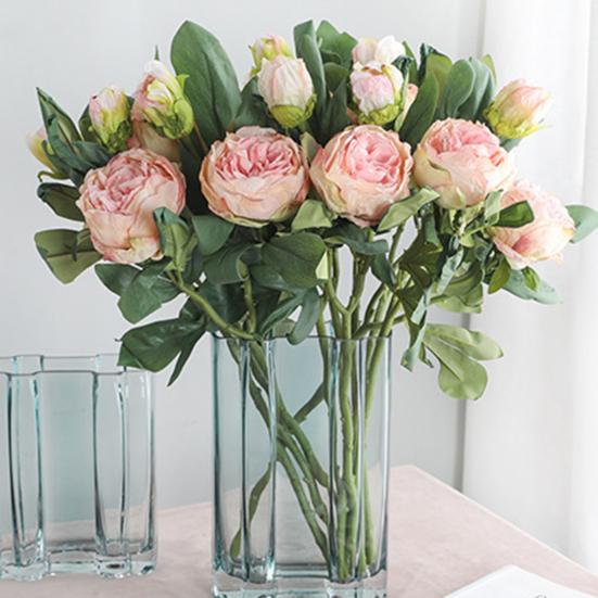 Искусственное растение, винтажный многоразовый легкий, практичный, имитация 2 головок, ретро пион, искусственный цветок, декор для гостиной